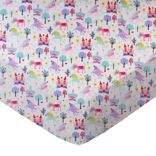 SheetWorld Fitted Moses Basket Sheet - 100% Cotton Woven - Unicorns,