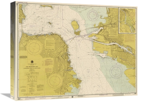 Global Gallery GCS-450545-22-142 22 in. Nautical Chart - San Francisco