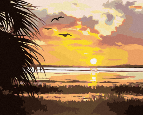 Zuty - Paint by Numbers - SUNSET OVER WATER 2 (D. RUSTY RUST), 40x50