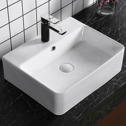 kleankin Rectangle Porcelain Art Basin Above Counter Ceramic Bathroom