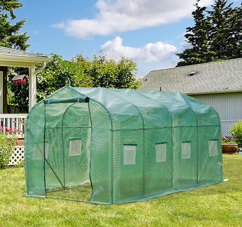 Outsunny Polytunnel Walk in Greenhouse 13.1' x 6.6' with Windows and