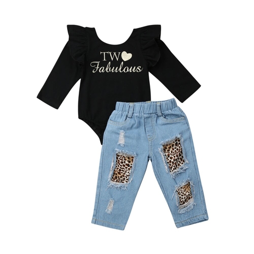 2PCS Kids Baby Girl Clothes Sets 1 6Y Letter Long