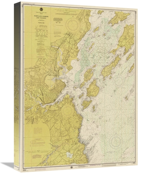 Global Gallery GCS-450543-22-142 22 in. Nautical Chart - Portland Harb