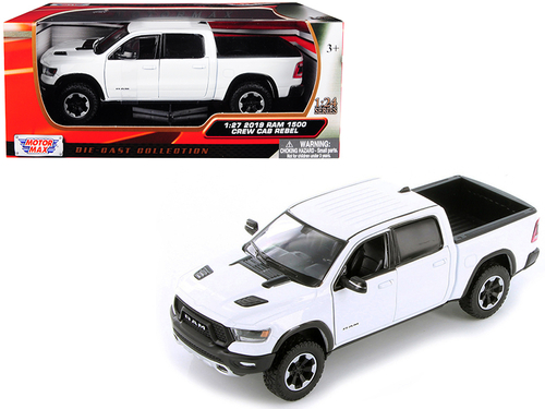 2019 RAM 1500 Rebel Crew Cab Pickup Truck White 1/24 Diecast Model Car