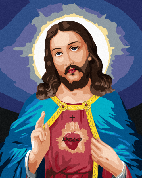 Zuty - Paint by Numbers - JESUS CHRIST AND HIS MOST HOLY HEART, 40x50