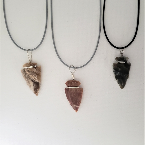 Flint Arrowhead Necklace Unisex Jewelry Stone Arrowhead Necklace