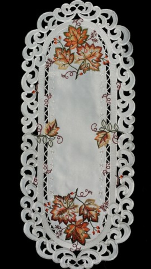 Main Sinobrite H9036-E Maple Leaf Branch Oval Runner- 16 x 54 in. image