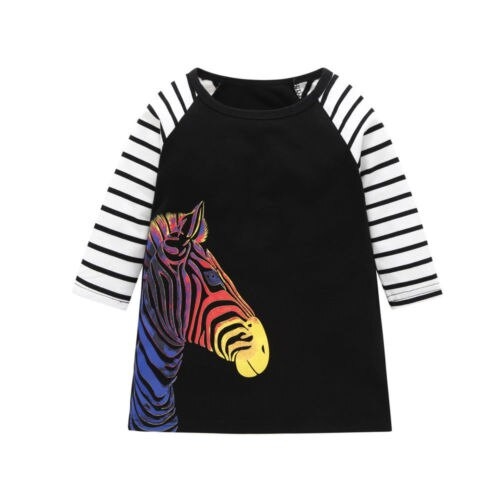 1 7T Girl Kid Casual Unicorn Long Sleeve Stripe