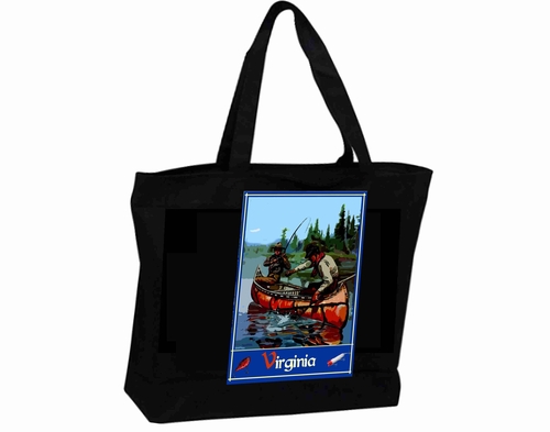 Tote Bag XXL Travel Poster canoe fishing in Virginia