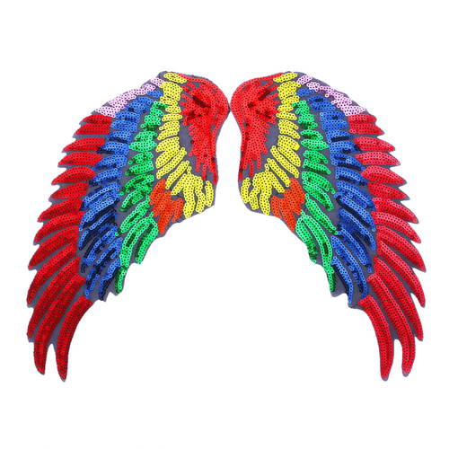 1Pair Crystal Applique Sew on Patch 3D Feather