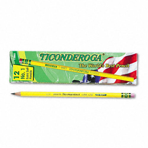 Dixon DIX13881 Dixon Ticonderoga Woodcase Pencil B no.1 Yellow Barre