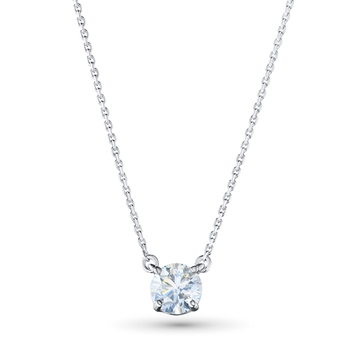 14K White Gold Necklace with 1 Round-Cut Lab-Created Diamond 0.4 CT.TW