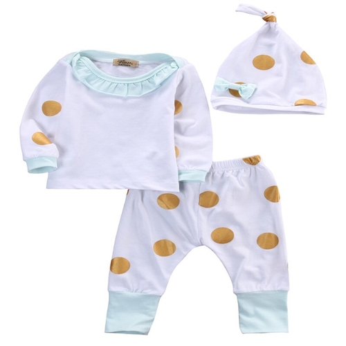 Newborn Baby Boy Girl Ruffles T shirt+Dots Pants
