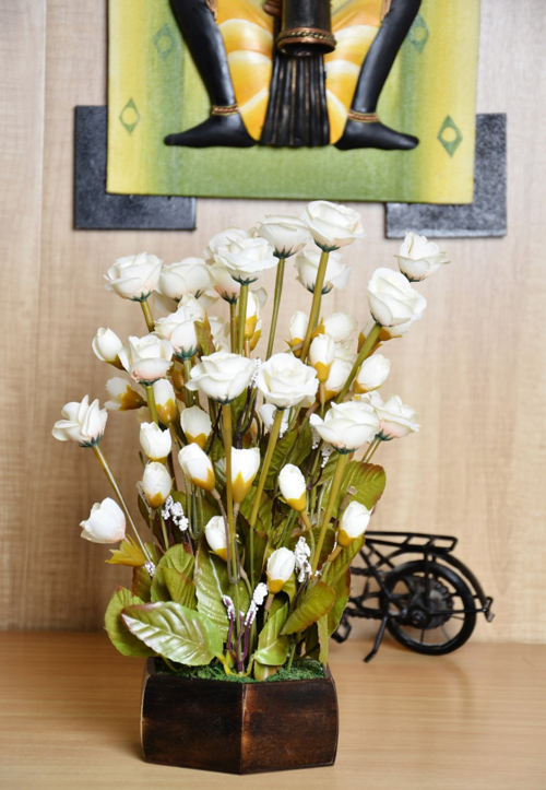 PVC & Synthetic Cloth Artificial Dry Tube White Rose