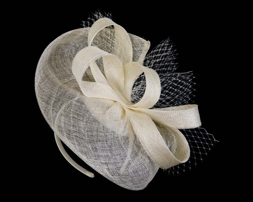 Large cream sinamay racing fascinator