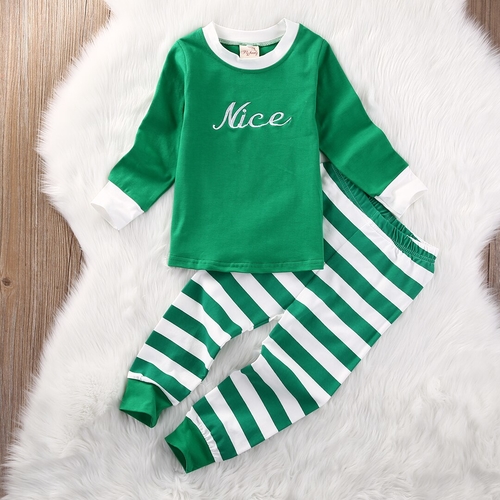 2PCS Little Kids Xmas Stripe Pajamas Pjs Baby Boy