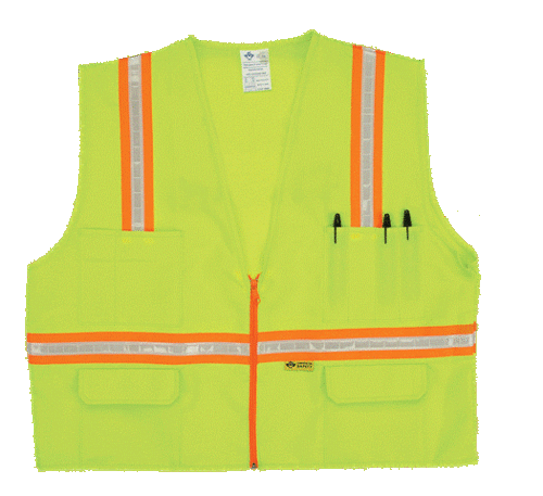 2W 8048-A XL Multi-Pocket Surveyor Vest - Lime- Extra Large