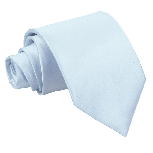 Plain Satin Extra Long Tie - Baby Blue