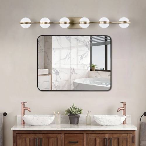 Modern Minimalist Bathroom Vanity Light, LED 6 Bulb Acrylic Shades,