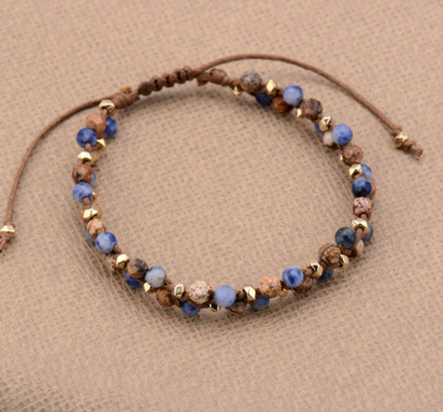 Bohemia Natural Stones Gold Bead Adjustable
