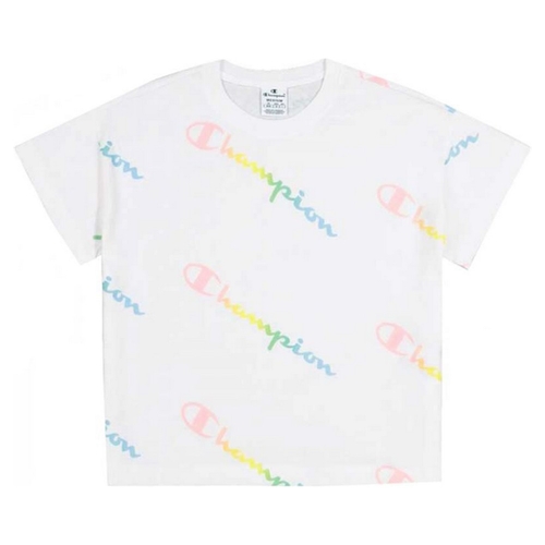 Men’s Short Sleeve T-Shirt Champion Crewneck Croptop Size L White