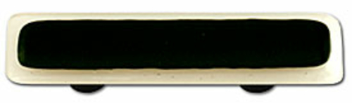 Hot Knobs HK5058-PA White Border with Black Rectangle Glass Cabinet Pu