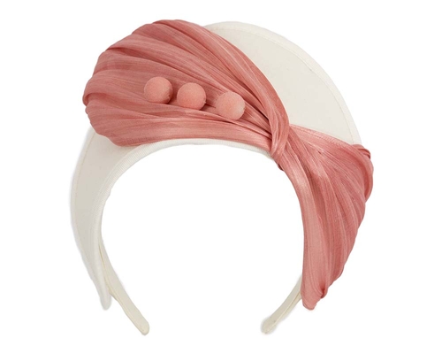 Cream & coral crown winter fascinator