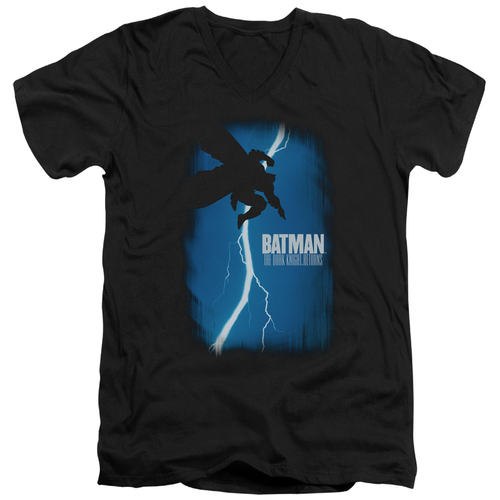 Batman DKR Cover-S by S Adult V-Neck T-Shirt, Black - Medium