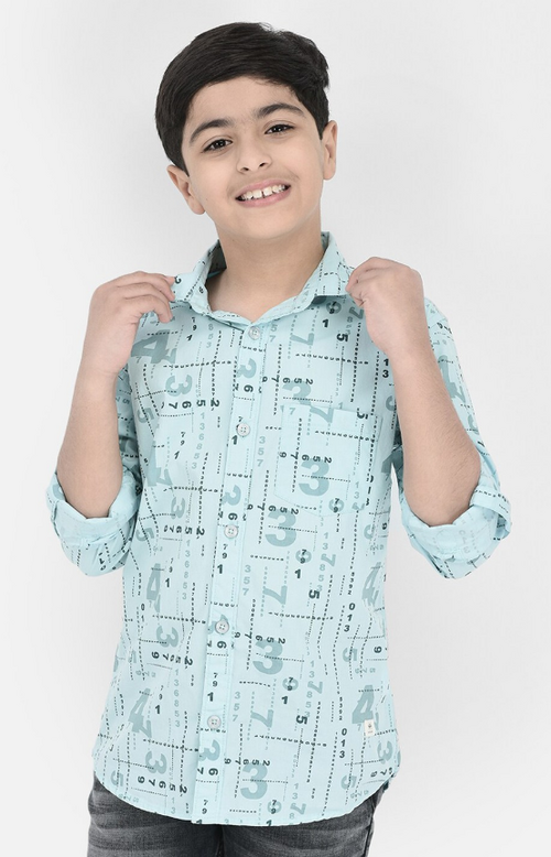 Boys Standard Slim Fit Abstract Printed Pure Cotton Casual Shirt
