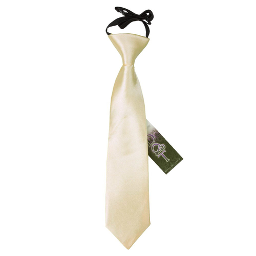 Plain Satin Elasticated Tie - Boys - Champagne