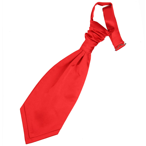 Plain Satin Pre-Tied Ruche Cravat - Boys - Red