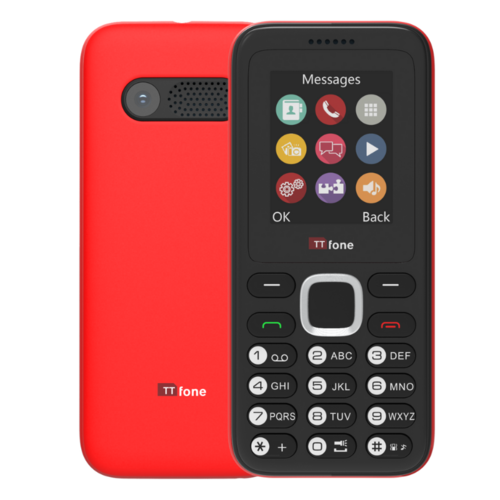 TTfone TT150 Red Dual SIM Mobile with USB Cable, Giff Gaff Pay As You