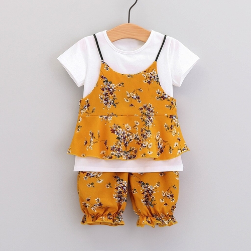 2019 New Toddler Girl Clothes Set Summer Solid O