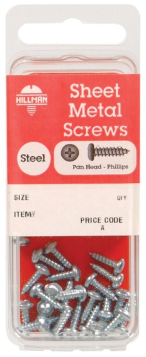 Hillman 5424 6 x 1 in. Phillips Pan Head Sheet Metal Screw  Carded 15 