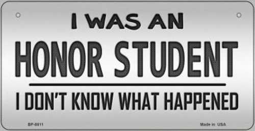 Smart Blonde BP-8811 3 x 6 in. Honor Student Novelty Metal Bicycle Pla