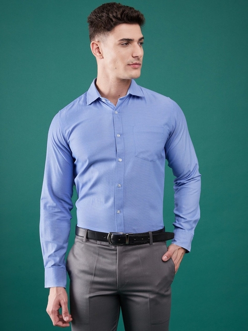 Men's Cotton Formal Shirt (Color Ice Blue) (Size XL)