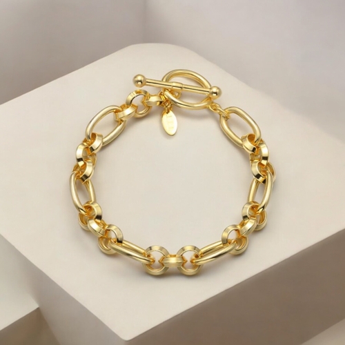 Chunky Cable Chain Link Hypoallergenic Toggle Clasp Fashion Bracelet