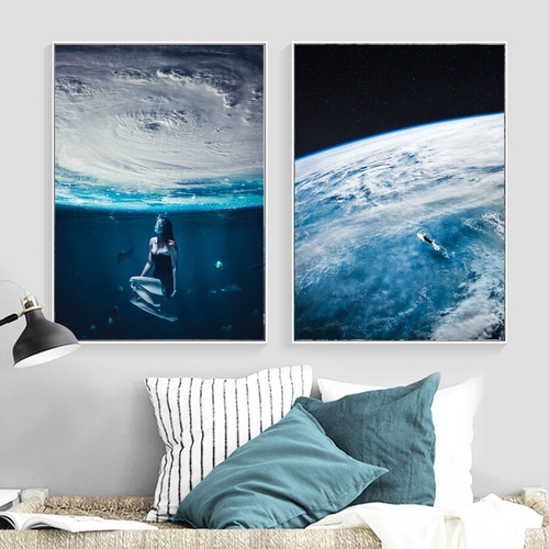 Wall Art Print Blue Earth Seascape Canvas