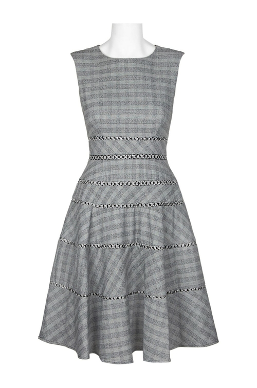 Taylor Crew Neck Sleeveless Zipper Back A-Line Gingham Dress