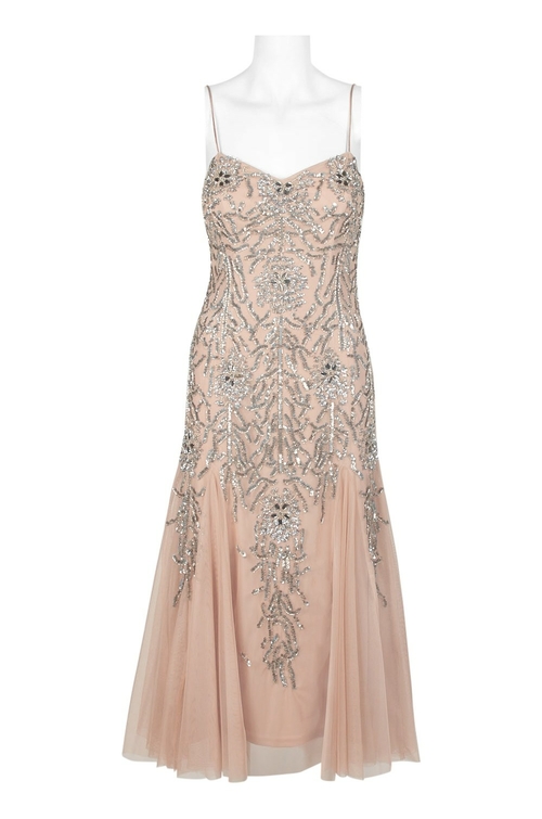 Aidan Mattox Spaghetti Strap Zipper Back Embellished Bodycon Godet