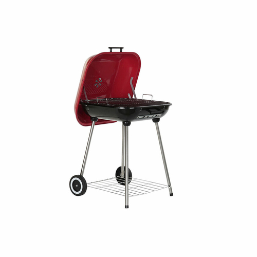 Coal Barbecue with Cover and Wheels DKD Home Decor Red Black Metal