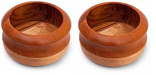 Wooden Salad Bowl  Pack of 2 Brown