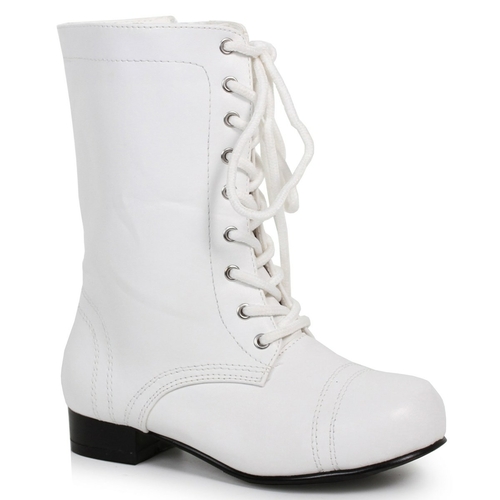 Ellie Shoes 248629 Childrens Ankle Combat Boot, White - Small