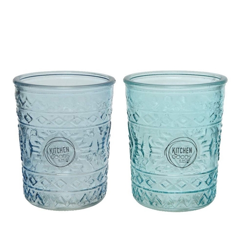 Crystal Glass 2 Units With relief Crystal Blue 350 ml