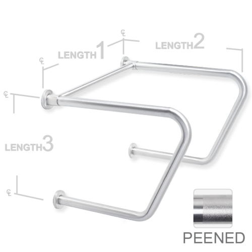 AJW UG3X-O242416 24 X 24 X 16 In. Concealed Snap Flange Grab Bar- Peen