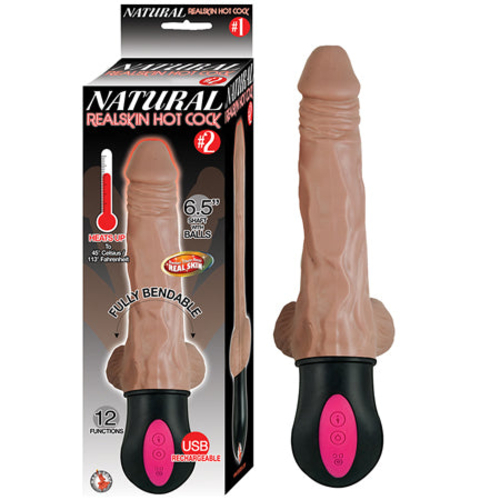 Natural Realskin Hot Cock #2 Fully Bendable 12 Function USB Cord