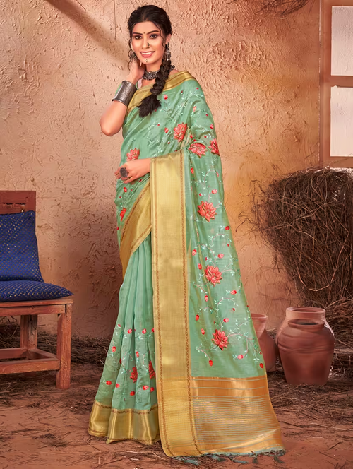 women's embroidered saree