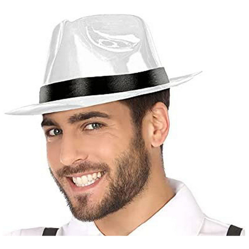 Hat Gangster Polyester White 1920's