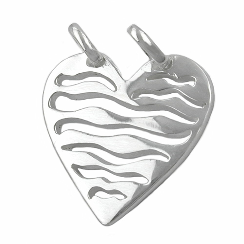 pendant heart with two eyelets silver 925