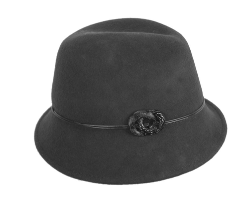 Black ladies fashion felt trilby hat